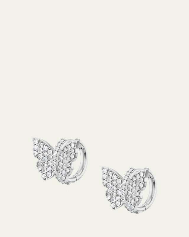 Pave Diamond Butterfly Huggie Earrings